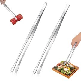 2Pcs Kitchen Tongs Professional Cooking Tweezers Barbecue Tweezers 30cm Stainless Steel Meat Tongs Food Tweezers Kitchen Long Tweezers for Cooking Repairing Salad Stirring Seafood and Grilling