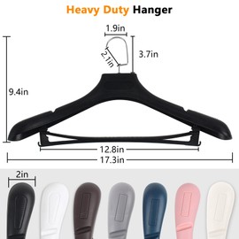 DEDU Plastic Extra Wide Shoulder Suit Hangers for Men 6 Pack Width 17.7", Black Sweater Hangers no Shoulder Bump Non Slip for Thick Sweaters, Clothes Hangers with Pants Bar 360° Swivel Metal Hook