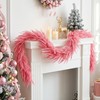 2Pcs Pink Christmas Norfolk Pine Garland,6Ft Artificial Pine Garlands Decor