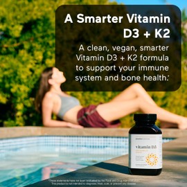 SMARTERNUTRITION Vegan Vitamin D3 5000 IU + Natural Vitamin K2 1100 mcg in Organic Coconut & Olive Oil - D3 K2 Supplement for Immune & Bone Support - 180 Softgels[90 Day Supply]