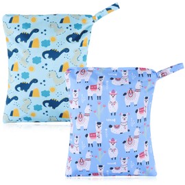 Pack of 2 Nappy Bags, Large Capacity Baby Wet Dry Wet Bag, Waterproof Wet Bag, Changing Bag with Zip for Toddlers, Nappies, Travel, Gym, Beach, Pool