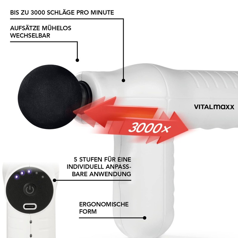 VITALmaxx Mini Massage Gun Smart Grip Massage Gun with 4