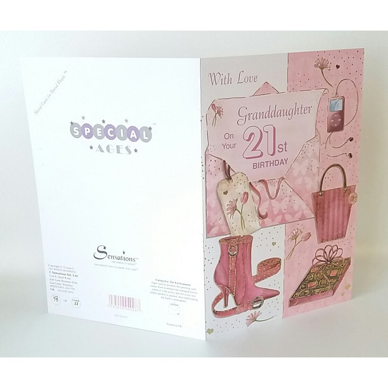 With Love Granddaughter On Your 21st Birthday card