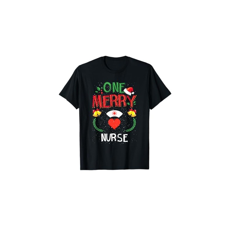 One Merry Nurse Ugly Christmas Sweater T-Shirt, black