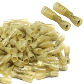 Uenhoy 100 Pcs Heat Shrink Female Spade Connectors, Yellow 12-10 AWG Quick Disconnect Wire Connectors Electrical Spade Terminals, Waterproof Female Spade Terminal Kit for Automotive/Marine