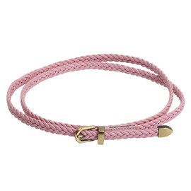 NUREINSS Women Braided Waist Belt Skinny Woven Belt Thin Belt Waistband for Dress (Pink)