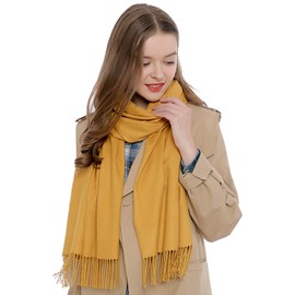 DonDon Women's Winter Wool Scarf, Warm, Soft ,185 x 65 cm, yellow