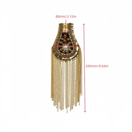 2Pcs Shoulder Epaulet Gold Chain Tassel Shoulder Badge Brooch Pin