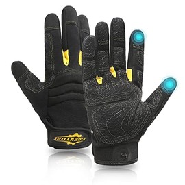 AIGEVTURE Mens Work Gloves with Grip Touchscreen Mechanic Gloves for Men Black