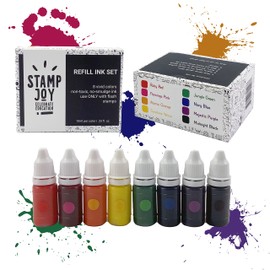 Stamp Joy - Premium Refill Ink for Self Inking Stamps and Stamp Pads, Ink Pads, Teacher Stamps for Classroom, Stamps for Teachers, Water-Based, 8 Color Set