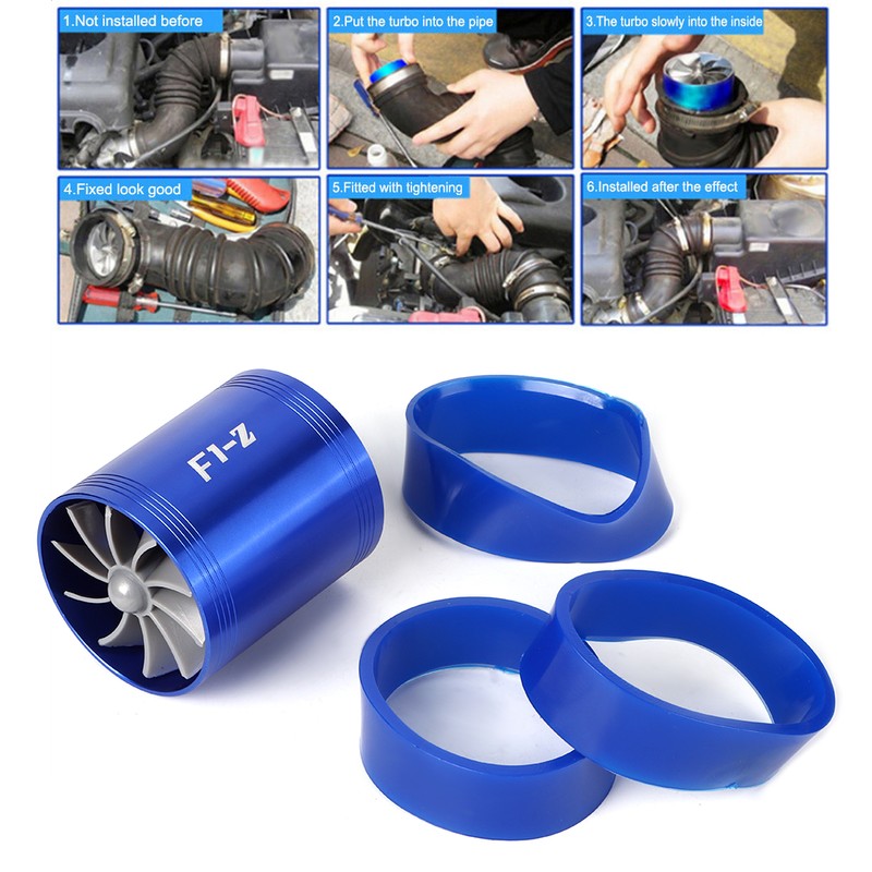 Air Intake Turbo Supercharger Dual Fan Gas Fuel Saver F1‑Z