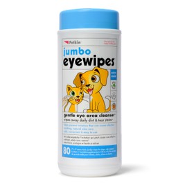 Petkin Jumbo Pet Eye Wipes, 80 Extra Moist Wipes - Gentle Eye Cleansing Wipes Remove Dirt, Discharge, & Tear Stains - Safe, Convenient, & Easy to Use Pet Wipes for Dogs, Cats, Puppies & Kittens