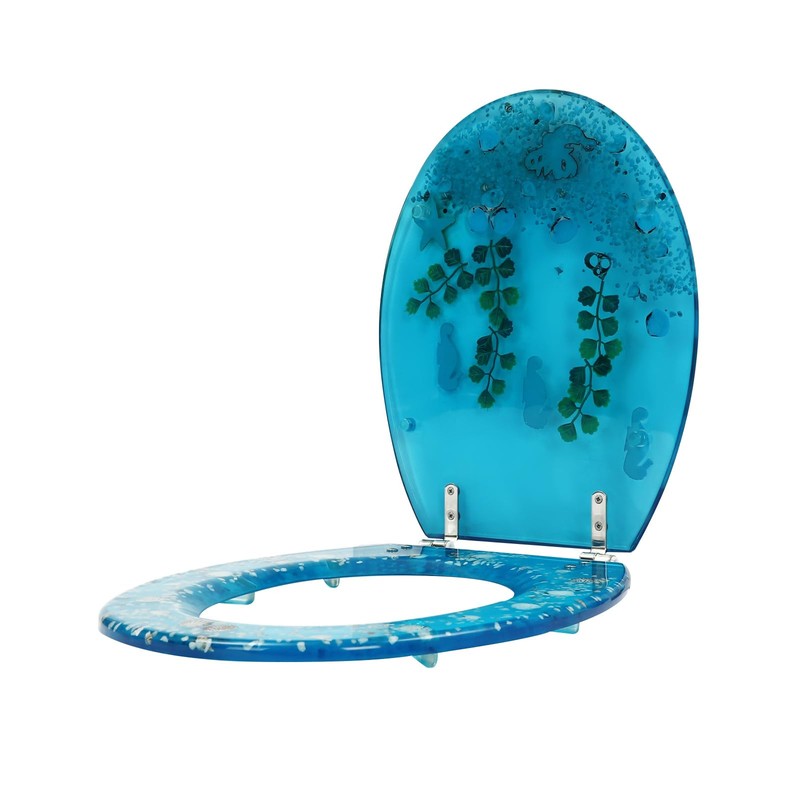 Transparent Resin Toilet Seat Soft Close WITH 2 Hinges Quiet