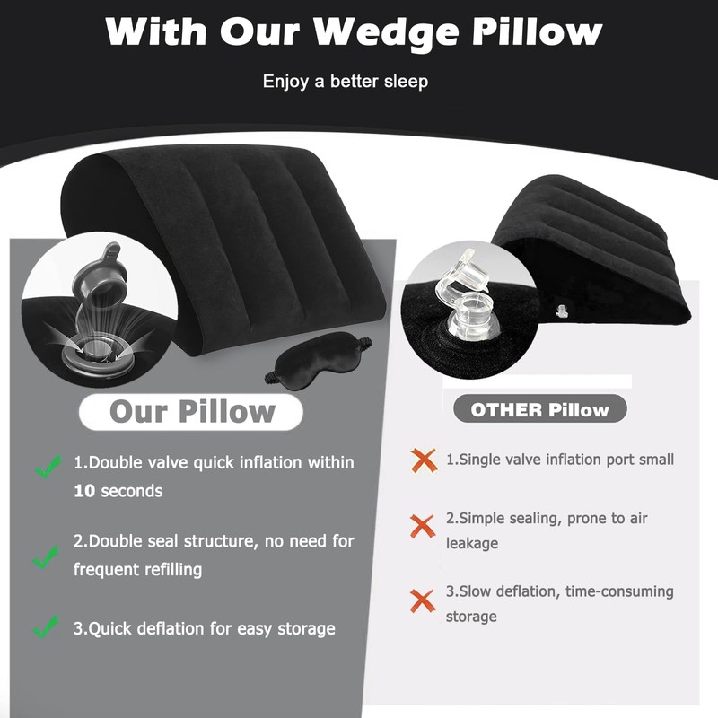 TheClover Inflatable Wedge Pillow for Sleeping - Leg Elevating Pillow