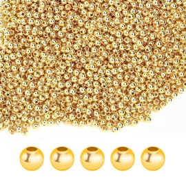 3mm Gold Spacer Beads for Jewellery Making, 2000 Pcs Gold Round Bracelet Beads Plastic Small Spacer Bead for Bracelet Making