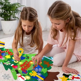 DONGTATA DIY Felt Christmas Tree Decorations for Kids, 38.5inches Kids DIY Felt Christmas Tree Set, Childrens Wall Hanging Felt Xmas Christmas Tree Decorations Kits with 32Pcs Ornaments Kit