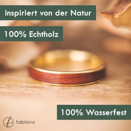 fablano Wooden Rings [100% Natural] for Rings Women and Men – Available as Ring Gold, Ring Silver, Ring Black & Rose Gold Women's Ring – Perfect Wedding Rings, Engagement Ring Women, Partner Rings,