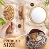 48 Pack Mini Bamboo Hair Brush and Wooden Makeup Mirror