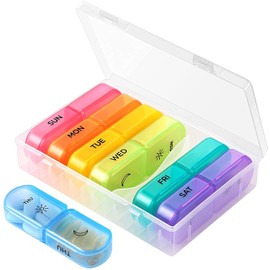 Extra Large Weekly Pill Organizer 2 Times a Day, 7 Day Pill Box Case AM PM Portable Travel Medicine Organizer Box Big Compartments for Pills Vitamin Fish Oil Supplements Arthritis Friendly