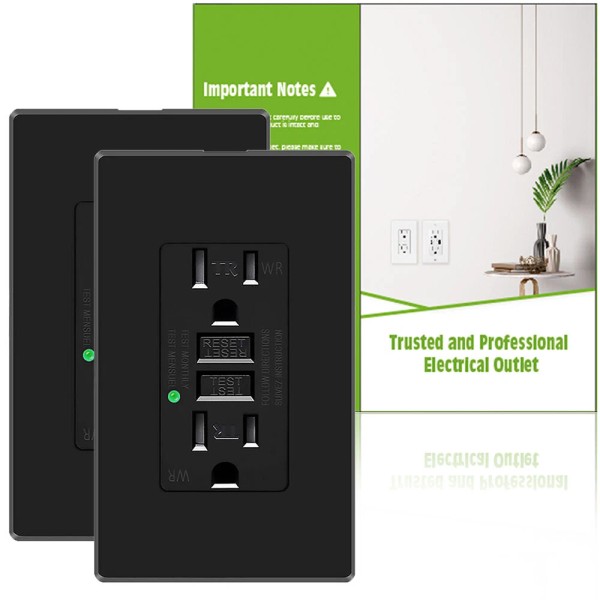 GREENCYCLE 2PK GFCI Receptacle 15A with LED Indicator Indoor Outdoor