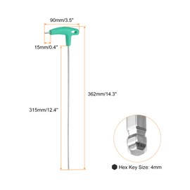 QUARKZMAN T-Handle Double End Wrench 12.4 Inch Long Arm 4 mm Metric Carbon Steel Allen Key with Ball Head Wrench Width for Automotive and Household Maintenance