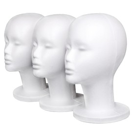 Leeven 3 Packs Foam Wig Head Female Styrofoam Mannequin Head Stand for wigs foam heads Wig Display for Style, Model, Display Hair, Hats, Hairpieces, Mask , Salon and Travel