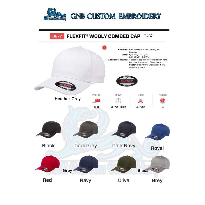 Custom Embroidered Racing Flex Wooly Combed Baseball Hat. Your Racing