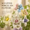 Mini Ceramic Vase with 5 Removable Porcelain Flowers, Purple Crystal
