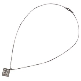 Emporio Armani EA Logo Square Pendant Necklace, Metal, No Gemstone