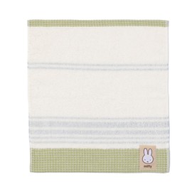 Nishikawa XT33608649 Miffy Wash Towel, 13.4 x 13.8 inches (34 x 35 cm), Washable, 100% Cotton, Hand Towel, Organic Cotton, Made in Japan, Green