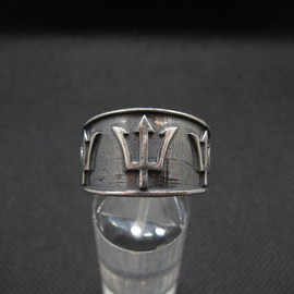 Sterling Silver Ring Band Poseidon Symbol Trident Solid Genuine Hallmarked 925