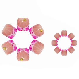 MERVF Press on Toenails for Women Purple French Tip Acrylic 3D Shell Starfish Fake Short Summer Beach Toe Nails DIY Supplies Glossy 24pcs