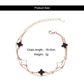 Four-Leaf Clover Bracelet For Women S925 Silver Sterling Bracelets Rose Gold Chain Bracelet Adjustable Peacock Jewelry Gifts for Girl Her Wife Mum