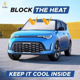 EcoNour Windshield Sunshade Compatible for Kia Soul 2020-2024 2025-240T Polyester Material Cars Sun Visor Reflector Blocks UV Rays - Foldable Sunshade Interior Protection Accessories