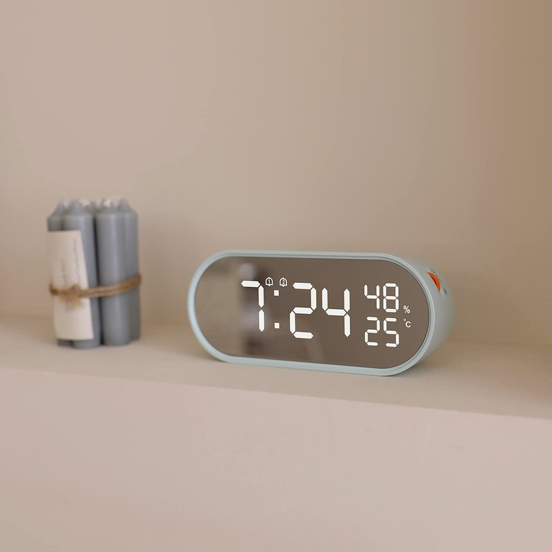 mooas Rolling Pop Mirror Clock, Digital Clock with USB Charging