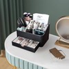 KINGFOM Leather Makeup Organizer with Drawer, Cosmetic Storage for Dresser