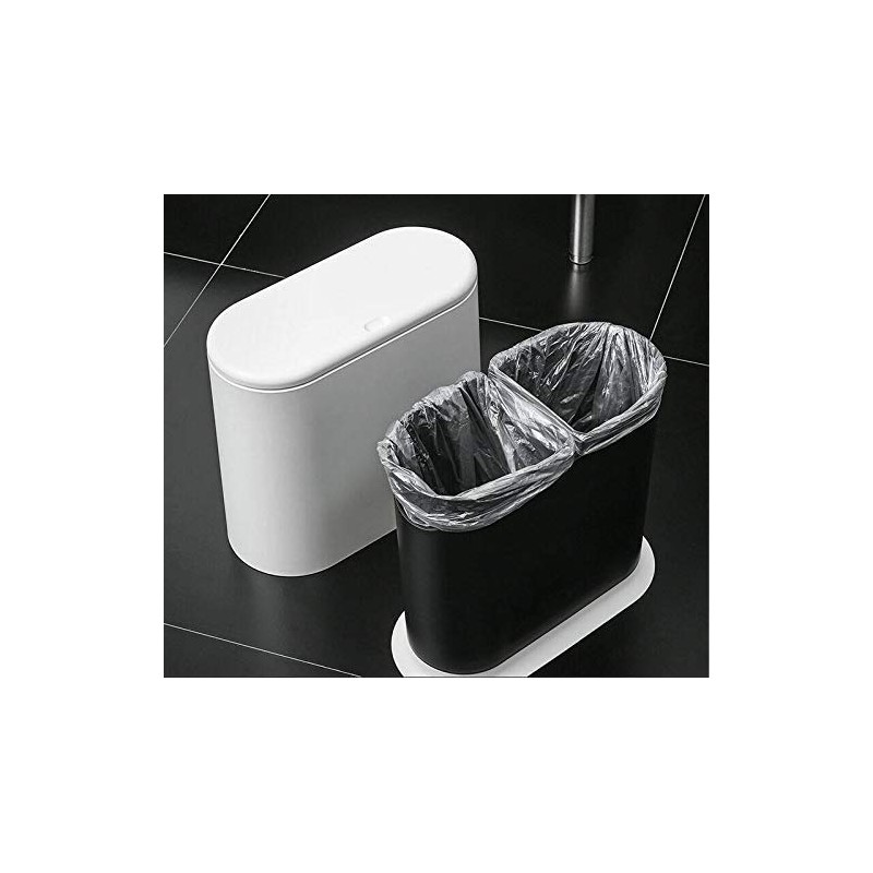 IEEK Slim Plastic Trash Can with Press Top Lid,2.4 Gallon/10