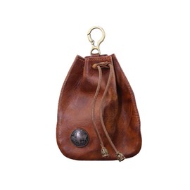 DTSFHTDAL Genuine Leather Coin Purse Small Coin Purse Key Bag Mini Wallet with Pull Cord Style Coin Pouch for Women Men(Brown)