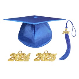 Herrenbek Shiny Adult Graduation Cap with 2024 2025 Tassel Unisex Adjustable Graduation Cap Royal Blue