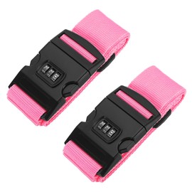 PATIKIL Luggage Straps, 2 Pack Suitcase Straps Adjustable Luggage Belts Strap with Combination Lock TSA Approved for Luggage Suitcases Travel, Pink