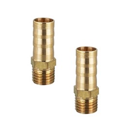 BSP Hose Connector Brass Connector Fitting G 1/4 Inch x 12 mm, Hose Barb Tail Male BSP Male Thread Adapter Pack of 2