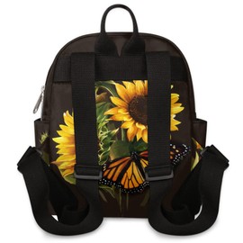 Sunflower Butterfly Mini Backpack Purse for Women, Flower Sunflower Lightweight Small Backpack Casual Travel Bag Daypack for Girls Children Teens Adult School Backpack