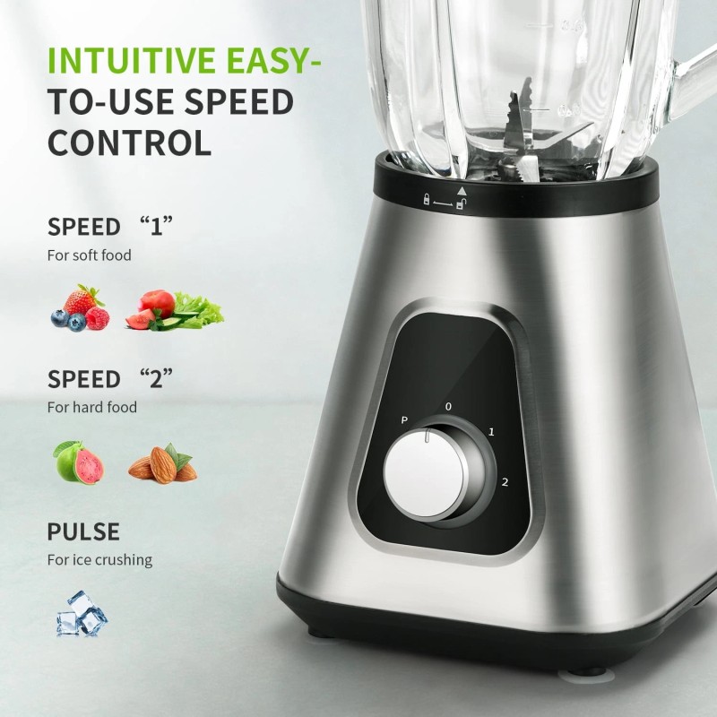 SHARDOR Blender Glass Stainless Steel 1200W Ice Crusher Smoothie Maker