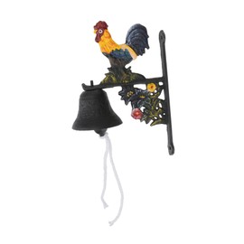 GALPADA Sturdy Cast Iron Chicken Bell Wall Mounted Door Bell Black Door Bell for Decor Antique Bell for