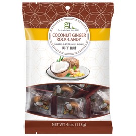 GT Coconut Ginger Rock Candy, 4 Ounce Bag, 1 Pack