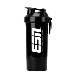 ESN Shaker, Black, 600 ml with Strainer and Extra Chamber