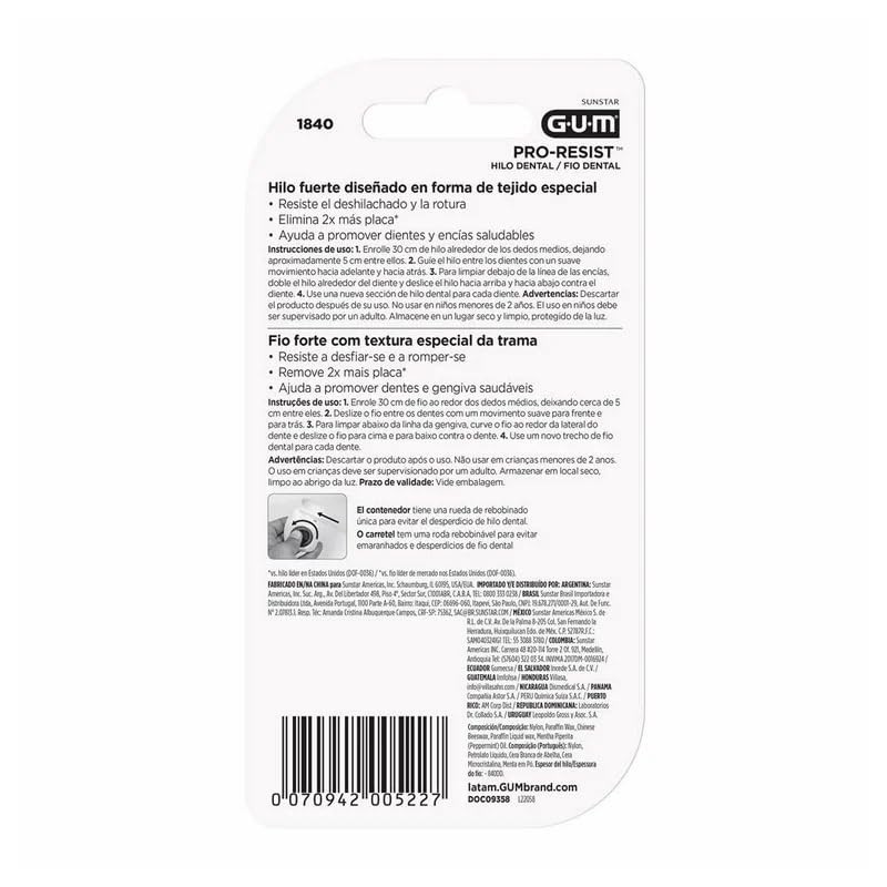 GUM Hilo Dental Pro-Resist - Extra Fuerte y Resistente al