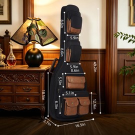 PPOPPO Heavy Duty Bass Guitar Case, 900D Waterproof Oxford 0.5" Thick Foam