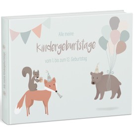 Mintkind® "Alle meine Kindergeburtstage" memory album from 1st to12th Birthday - DIY Photo Album | Memory Book to Fill In for Girls and Boys.