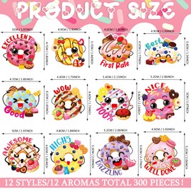 Jetec 300 Pcs Scratch and Sniff Sticker for Kids Smelly Scented Motivational Stickers Reward Teacher Incentive Positive Supplies for Student Classroom School Graduation(Donut)